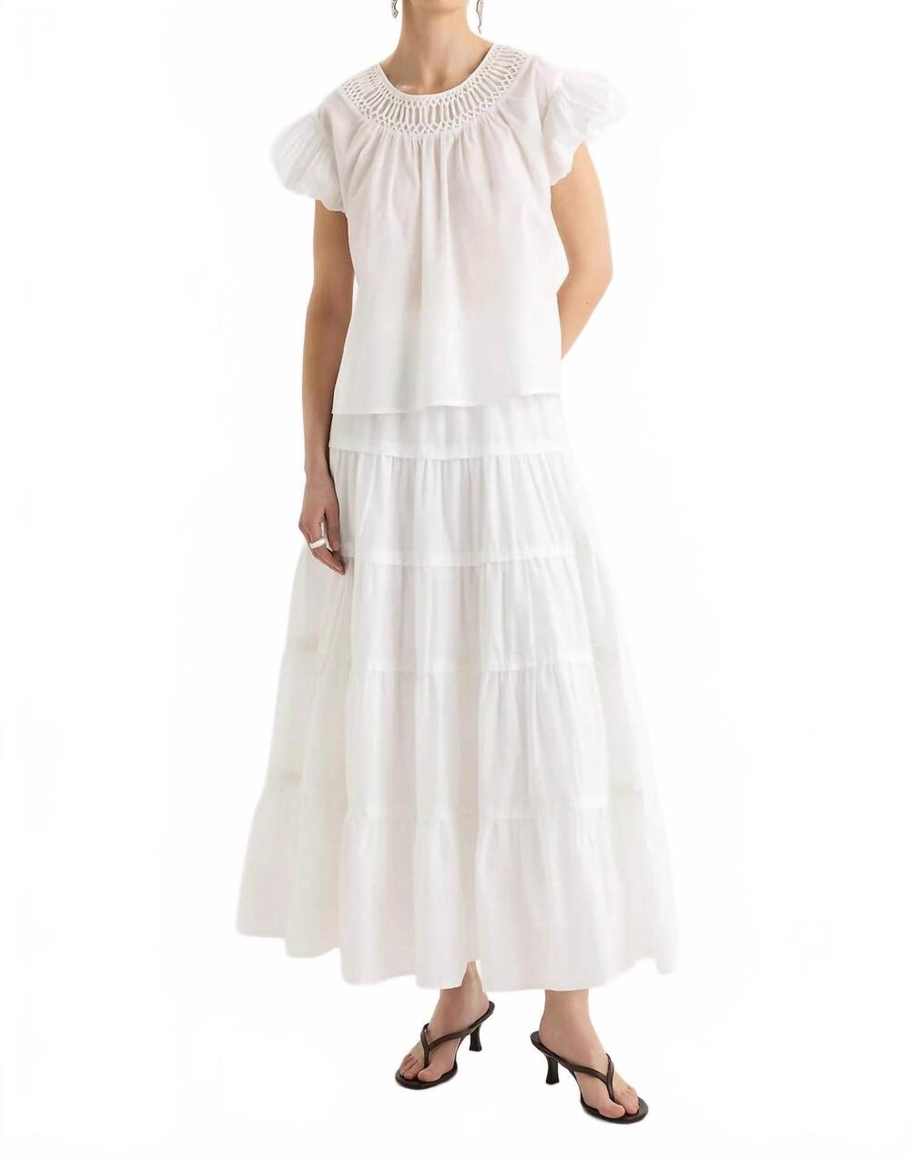 NEW MERLETTE marisol bubble sleeve top in whitetop
